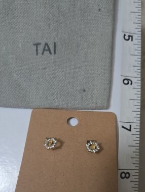 Tai Gold and Clear Crystal Cluster Stud Earrings